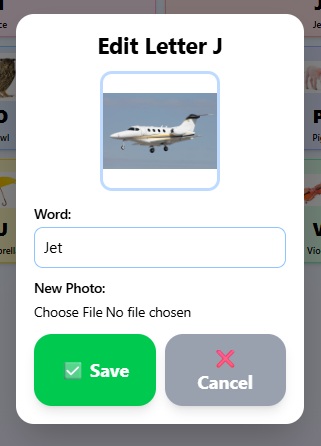 Changing the letter J from Jet to a family name