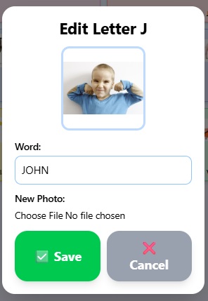 J is now for John with a family photo